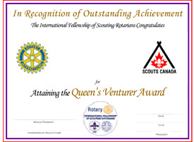 Canada Queens Venturer Certificate