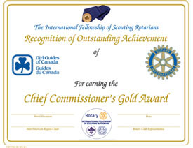 Canada Chief Commissioner's Gold Award Certificate