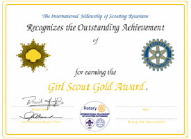 Girl Scout Gold Award Certificate