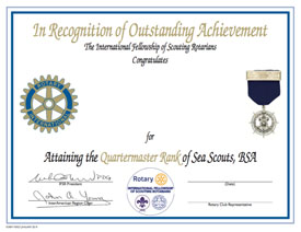 Sea Scout Quartermaster Award Certificate